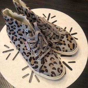 Superga Zip-Up Tennis Shoes Leopard Print